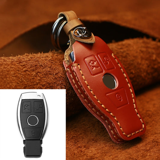 For Mercedes-Benz Old Style Car Cowhide Leather Key Protective Cover Key Case (Red) - Car Key Cases by buy2fix | Online Shopping UK | buy2fix