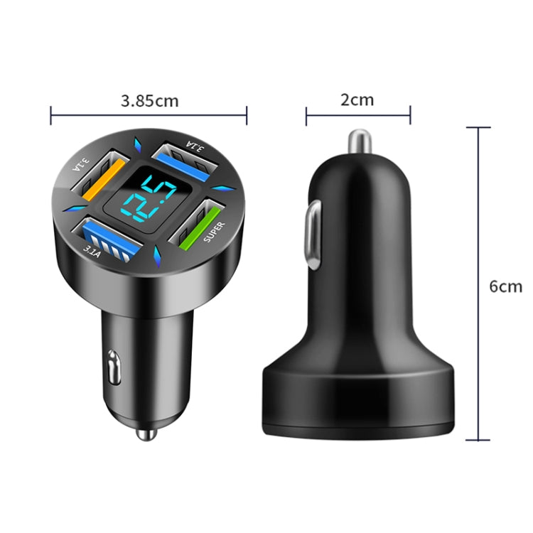 2pcs 4 in 1 USB 66W Digital Display Car Super Fast Charger - In Car by buy2fix | Online Shopping UK | buy2fix