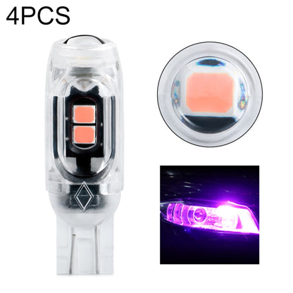 4pcs T10 DC12V /  0.84W / 0.07A / 150LM Car Clearance Light 5LEDs SMD-3030 Lamp Beads with lens (Pink Light) - In Car by buy2fix | Online Shopping UK | buy2fix