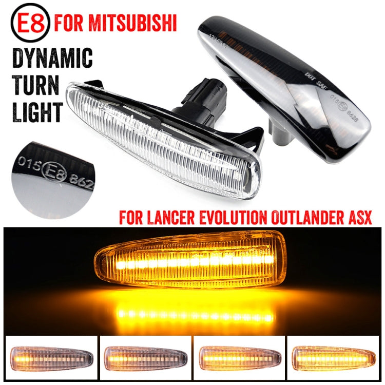 2pcs For Mitsubishi Lancer 2008-2018 Car Dynamic LED Fender Side Light (Transparent Black) - In Car by buy2fix | Online Shopping UK | buy2fix