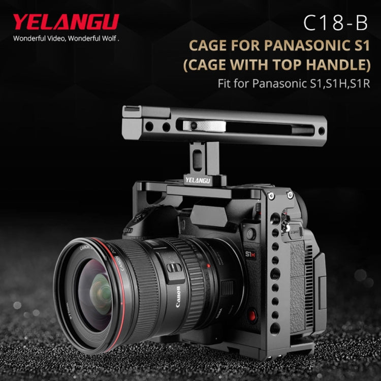 YELANGU C18 YLG0915A-B Video Camera Cage Stabilizer with Handle for Panasonic Lumix DC-S1H / DC-S1 / DC-S1R (Black) - Camera Accessories by YELANGU | Online Shopping UK | buy2fix