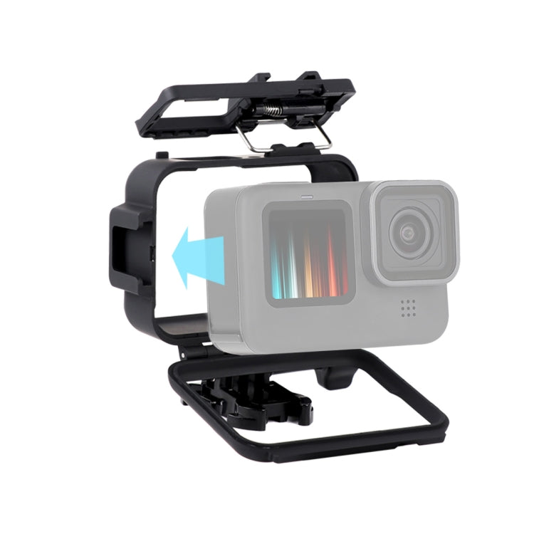 For GoPro HERO10 Black / HERO9 Black Plastic Frame Mount Protective Case with Base Buckle & Long Screw(Black) - DJI & GoPro Accessories by buy2fix | Online Shopping UK | buy2fix