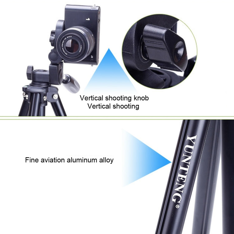 YUNTENG VCT-680RM 4-Section Folding Legs Aluminum Alloy Tripod Mount with Three-Dimensional Tripod Head for DSLR & Digital Camera, Adjustable Height: 46-138cm (Black) - Camera Accessories by buy2fix | Online Shopping UK | buy2fix