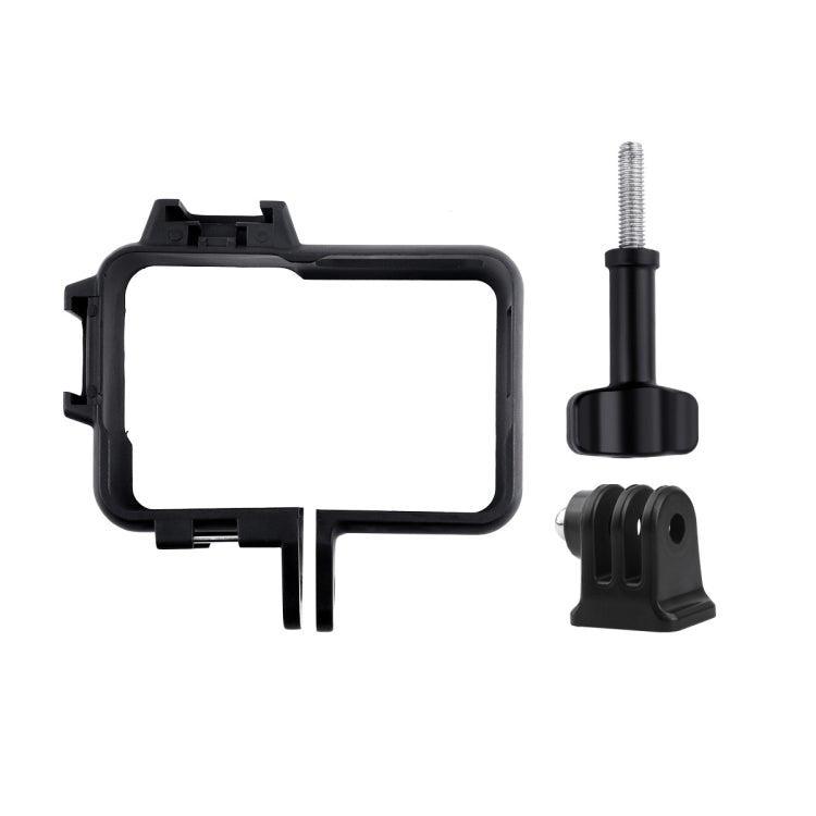 Plastic Frame Mount Protective Case Cage with Tripod Base Adapter & Long Screw & Cold Shoe Base for Insta360 One R(Black) - DJI & GoPro Accessories by buy2fix | Online Shopping UK | buy2fix
