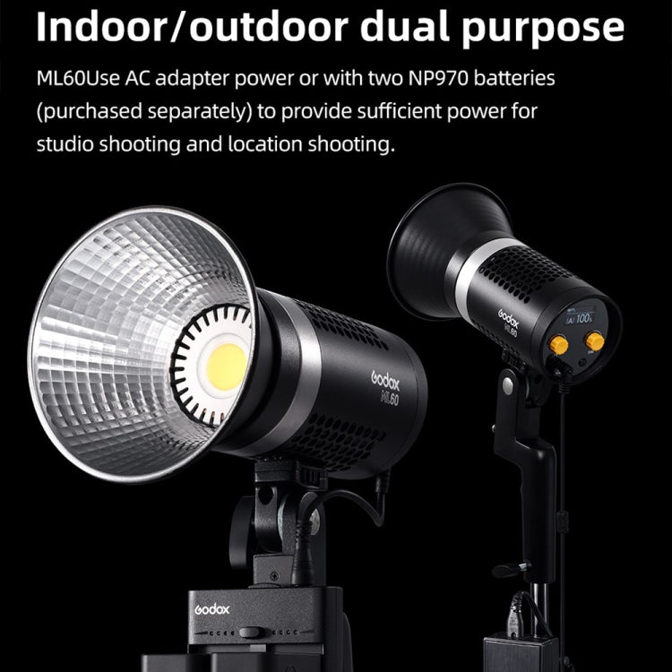 Godox ML60 60W LED Light 5600K Video Studio Flash Light(UK Plug) - Shoe Mount Flashes by Godox | Online Shopping UK | buy2fix