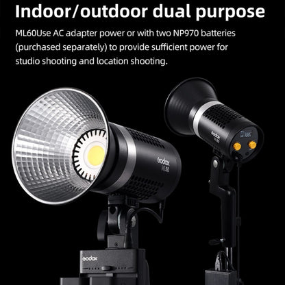 Godox ML60 60W LED Light 5600K Video Studio Flash Light(US Plug) - Shoe Mount Flashes by Godox | Online Shopping UK | buy2fix