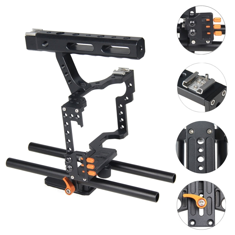 YELANGU YLG0904A-C Handle Video Camera Cage Stabilizer for Panasonic Lumix DMC-GH4 / Sony A7 & A7S & A7R & A7RII & A7SII(Orange) - Camera Cage by YELANGU | Online Shopping UK | buy2fix