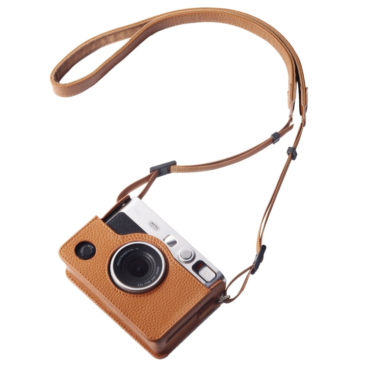 For FUJIFILM instax mini Evo Full Body Camera Genuine Leather Case Bag with Strap(Brown) - Leather Bag by buy2fix | Online Shopping UK | buy2fix