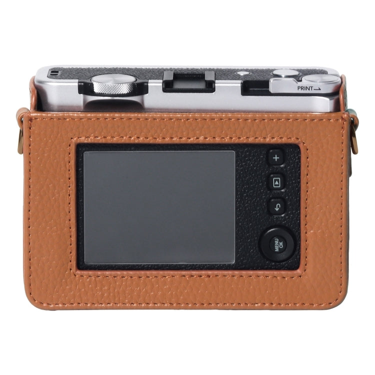 For FUJIFILM instax mini Evo Full Body Camera Genuine Leather Case Bag with Strap(Brown) - Leather Bag by buy2fix | Online Shopping UK | buy2fix