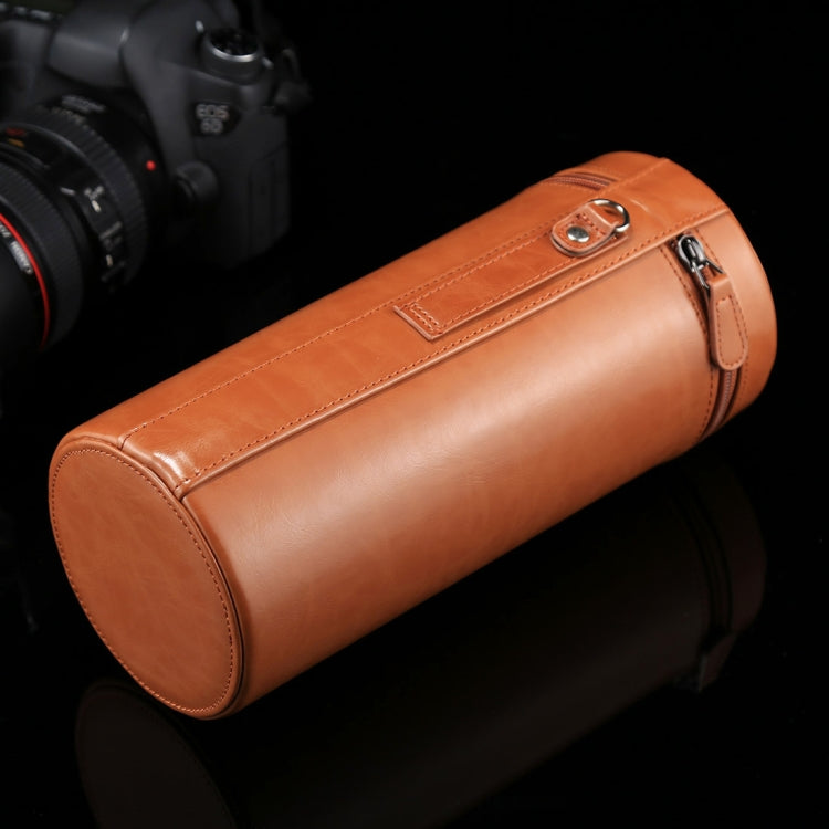 Extra Large Lens Case Zippered PU Leather Pouch Box for DSLR Camera Lens, Size: 24.5*10.5*10.5cm(Brown) - Camera Accessories by buy2fix | Online Shopping UK | buy2fix