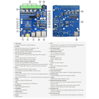 Waveshare Dual ETH Quad RS485 Base Board B for Raspberry Pi CM4, Gigabit Ethernet - LCD & LED Display Module by WAVESHARE | Online Shopping UK | buy2fix