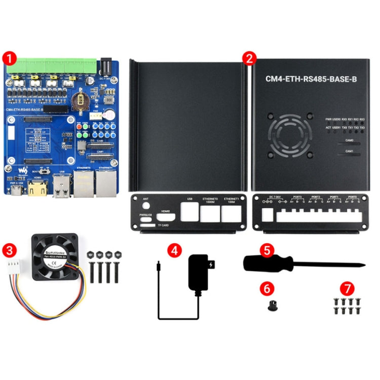 Waveshare Dual ETH Mini-Computer for Raspberry Pi CM4, Gigabit Ethernet, 4CH Isolated RS485(EU Plug) - Mini PC Accessories by WAVESHARE | Online Shopping UK | buy2fix