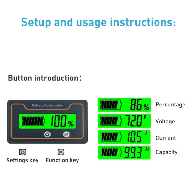 2m 100A 12V 48V Digital Display DC Current Voltmeter Lead-Acid Lithium Battery Charge Meter - Consumer Electronics by buy2fix | Online Shopping UK | buy2fix