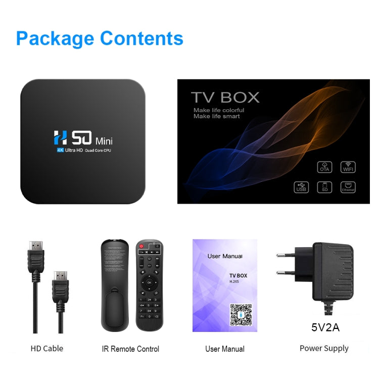 H50 Mini 4K Smart Network TV Box, Android 10.0, RK3318 Quad Core, 2GB+32GB, UK Plug - Consumer Electronics by buy2fix | Online Shopping UK | buy2fix