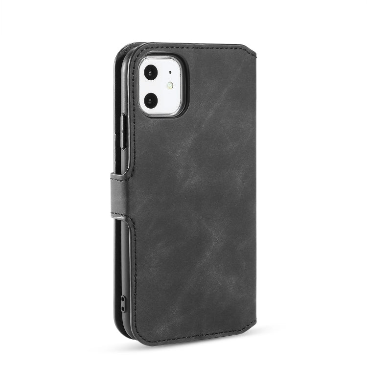 DG.MING Retro Oil Side Horizontal Flip Case with Holder & Card Slots & Wallet for iPhone 11(Black) - iPhone 11 Cases by DG.MING | Online Shopping UK | buy2fix