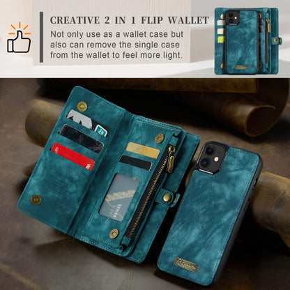 For iPhone 11 CaseMe-008 Detachable Multifunctional Horizontal Flip Leather Case with Card Slot & Holder & Zipper Wallet & Photo Frame (Blue) - iPhone 11 Cases by CaseMe | Online Shopping UK | buy2fix