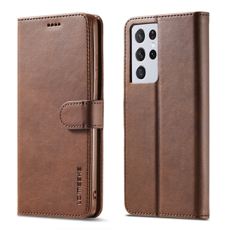 For Samsung Galaxy S21 Ultra 5G LC.IMEEKE Calf Texture Horizontal Flip Leather Case with Holder & Card Slots & Wallet(Brown) - Galaxy S21 Ultra 5G Cases by LC.IMEEKE | Online Shopping UK | buy2fix