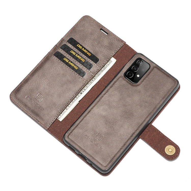 For Samsung Galaxy A52 5G / 4G DG.MING Crazy Horse Texture Flip Detachable Magnetic Leather Case with Holder & Card Slots & Wallet(Grey) - Galaxy Phone Cases by DG.MING | Online Shopping UK | buy2fix