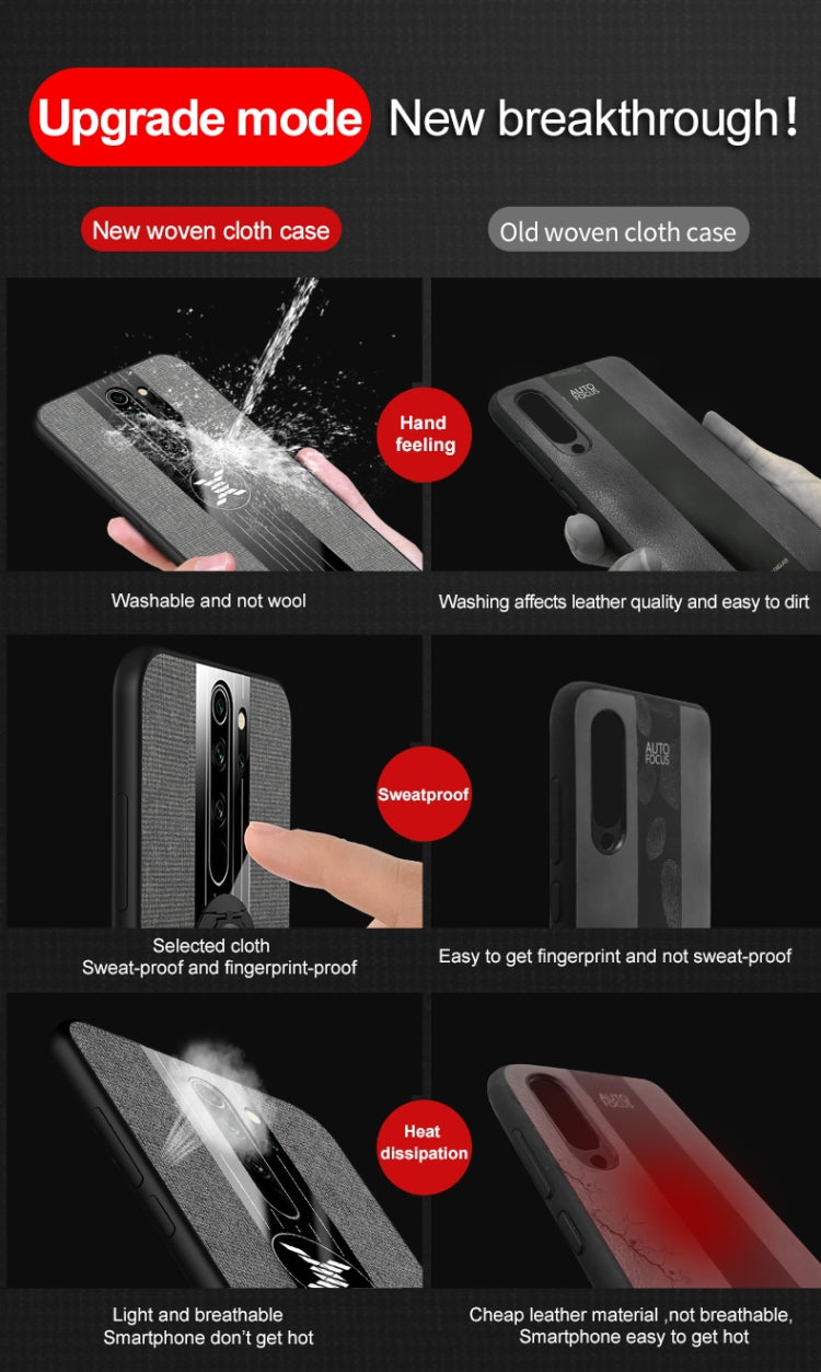 For Xiaomi Redmi Note 8 XINLI Stitching Cloth Texture Shockproof TPU Protective Case with Ring Holder(Black) - Xiaomi Cases by XINLI | Online Shopping UK | buy2fix