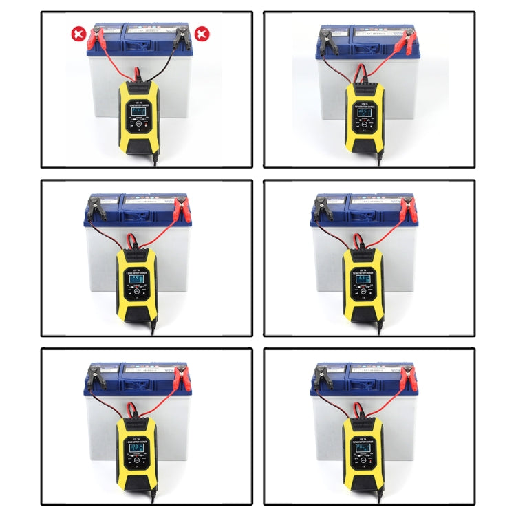 FOXSUR Car / Motorcycle Repair Charger 12V 7A 7-stage + Multi-battery Mode Lead-acid Battery Charger, Plug Type:JP Plug(Yellow) - In Car by FOXSUR | Online Shopping UK | buy2fix