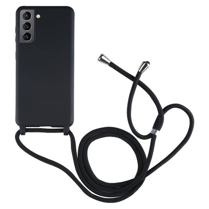 For Samsung Galaxy S21+ 5G Candy Colors TPU Protective Case with Lanyard(Black) - Samsung Accessories by buy2fix | Online Shopping UK | buy2fix