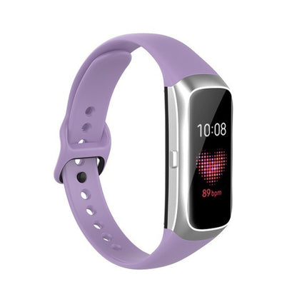 For Samsung Galaxy Fit SM-R370 Silicone Steel Shrapnel Black Buckle Watch Band(Light Purple) - Smart Wear by buy2fix | Online Shopping UK | buy2fix