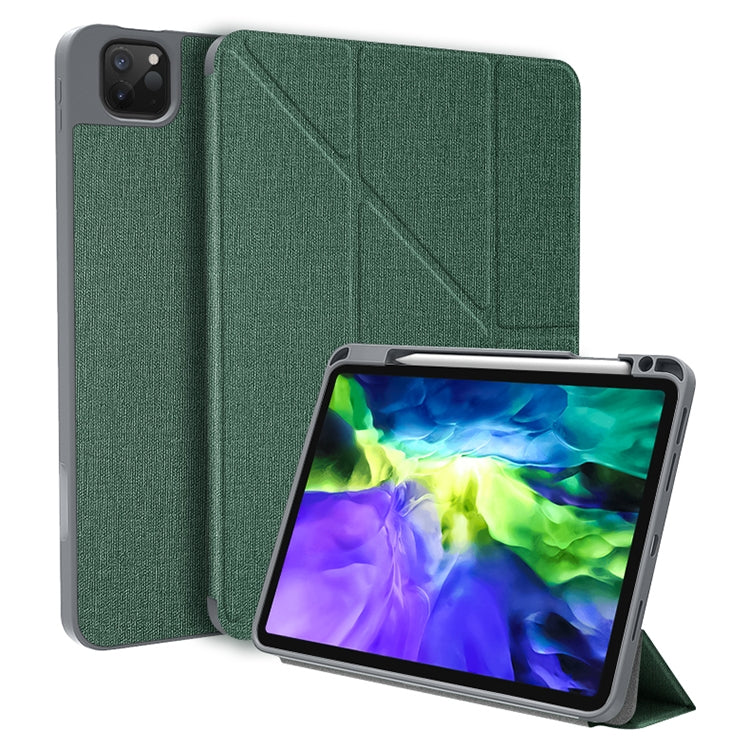 For iPad Pro 12.9 2022 / 2021 / 2020 Mutural Multi-fold Smart Leather Tablet Case(Dark Green) - iPad Pro 12.9 (2022/2021) Cases by Mutural | Online Shopping UK | buy2fix