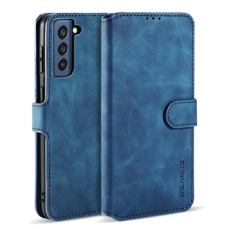 For Samsung Galaxy S21 FE DG.MING Retro Oil Side Horizontal Flip Leather Case with Holder & Card Slots & Wallet(Blue) - Galaxy Phone Cases by DG.MING | Online Shopping UK | buy2fix