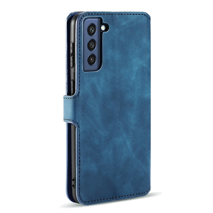 For Samsung Galaxy S21 FE DG.MING Retro Oil Side Horizontal Flip Leather Case with Holder & Card Slots & Wallet(Blue) - Galaxy Phone Cases by DG.MING | Online Shopping UK | buy2fix