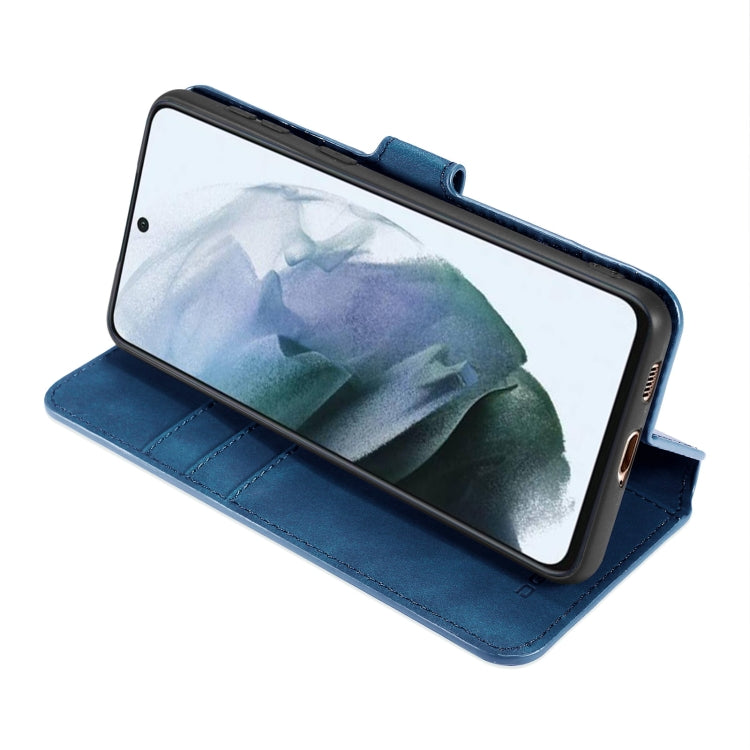 For Samsung Galaxy S21 FE DG.MING Retro Oil Side Horizontal Flip Leather Case with Holder & Card Slots & Wallet(Blue) - Galaxy Phone Cases by DG.MING | Online Shopping UK | buy2fix