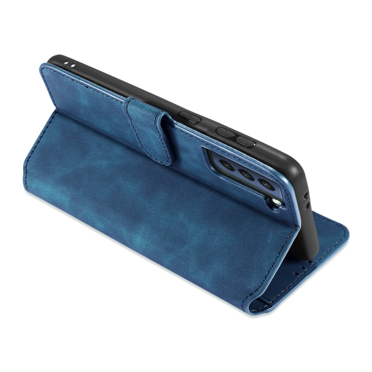 For Samsung Galaxy S21 FE DG.MING Retro Oil Side Horizontal Flip Leather Case with Holder & Card Slots & Wallet(Blue) - Galaxy Phone Cases by DG.MING | Online Shopping UK | buy2fix