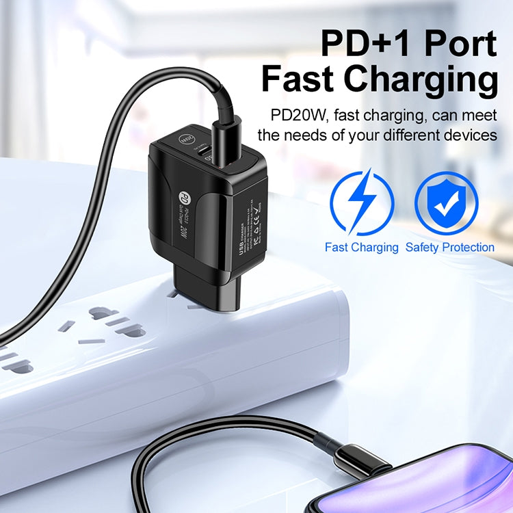 FLOVEME 210BL2007 PD 20W QC3.0 Phone Fast Charger Power Adapter, Plug Type:UK Plug(Black) - Apple Accessories by FLOVEME | Online Shopping UK | buy2fix