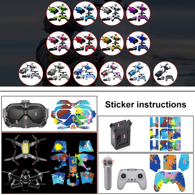 FPV-TZ-SF 4 in 1 Waterproof Anti-Scratch Decal Skin Wrap Stickers Personalized Film Kits for DJI FPV Drone & Goggles V2 & Remote Control & Rocker(Camouflage Green) - DJI & GoPro Accessories by buy2fix | Online Shopping UK | buy2fix