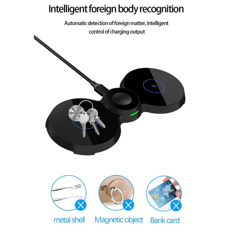 H20 15W QI Standard 3 in 1 Planar Figure-8-shaped Magnetic Wireless Charger for Phones & Apple Watch & AirPods(Black) - Apple Accessories by buy2fix | Online Shopping UK | buy2fix