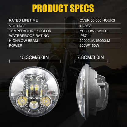 DC9-30V / 6000K / 3000K / 20000LM 5.75 inch Motorcycle Gradient Headlight - In Car by buy2fix | Online Shopping UK | buy2fix