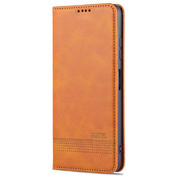 For Samsung Galaxy A22 5G AZNS Magnetic Calf Texture Horizontal Flip Leather Case with Card Slots & Holder & Wallet(Light Brown) - Galaxy Phone Cases by AZNS | Online Shopping UK | buy2fix