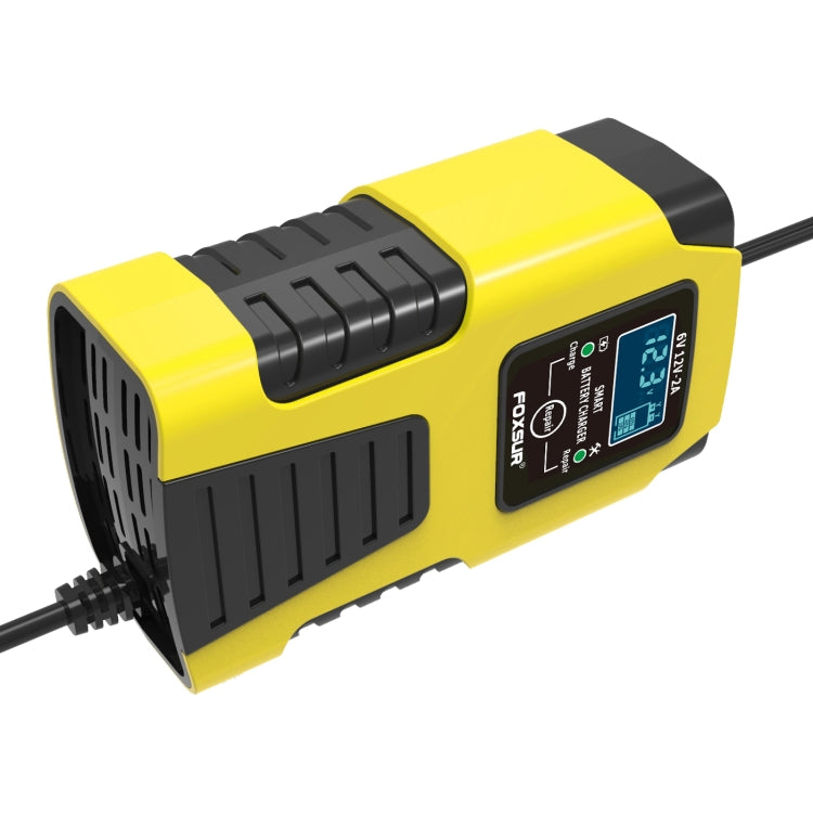 FOXSUR 2A / 6V / 12V Car / Motorcycle 3-stage Full Smart Battery Charger, Plug Type:EU Plug(Yellow) - In Car by FOXSUR | Online Shopping UK | buy2fix