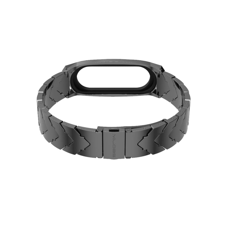 For Xiaomi Mi Band 6 / 5 / 4 / 3 Mijobs GT Metal Stainless Steel V Type Watch Band(Black) - Watch Bands by MIJOBS | Online Shopping UK | buy2fix