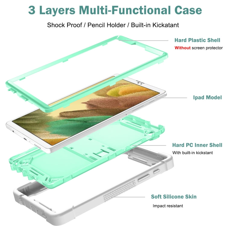 For Samsung Galaxy Tab A7 Lite T225/T220 Silicone + PC Shockproof Protective Case with Holder(Gray + Green) - Tab A7 Lite T220 / T225 by buy2fix | Online Shopping UK | buy2fix