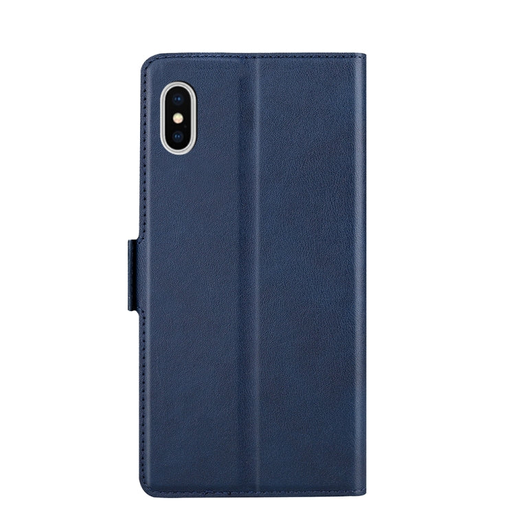 For iPhone X / XS Ultra-thin Voltage Side Buckle PU + TPU Horizontal Flip Leather Case with Holder & Card Slot(Blue) - More iPhone Cases by buy2fix | Online Shopping UK | buy2fix