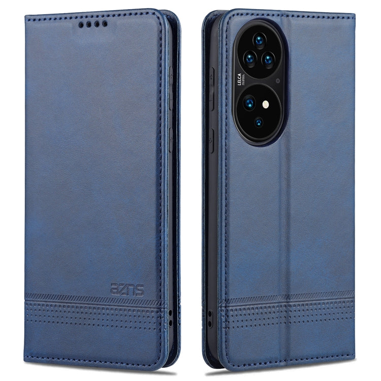 For Huawei P50 Pro AZNS Magnetic Calf Texture Horizontal Flip Leather Case with Card Slots & Holder & Wallet(Dark Blue) - Huawei Cases by AZNS | Online Shopping UK | buy2fix