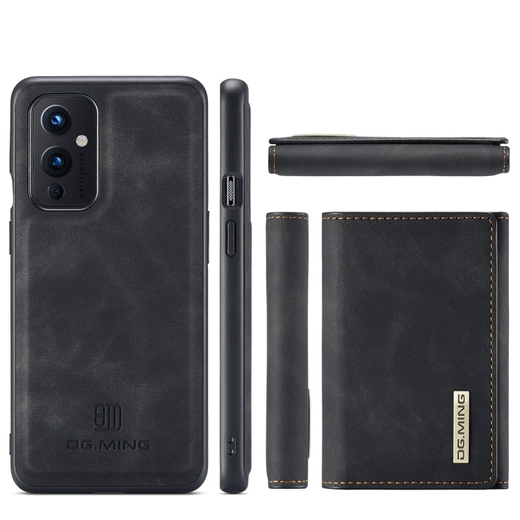For OnePlus 9 (EU/NA) DG.MING M1 Series 3-Fold Multi Card Wallet  Back Cover Shockproof Case with Holder Function(Black) -  by DG.MING | Online Shopping UK | buy2fix