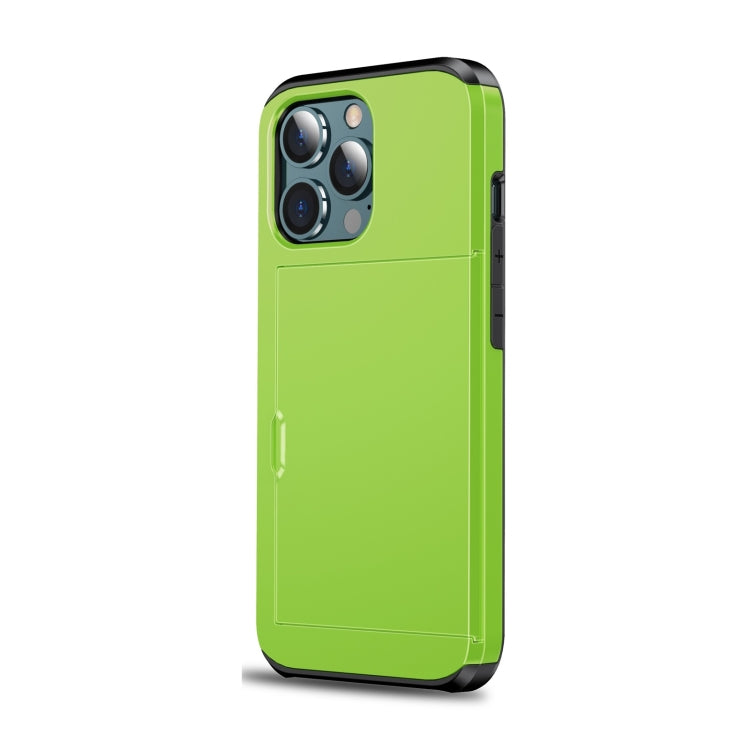 For iPhone 13 Shockproof Armor Protective Case with Slide Card Slot(Green) - iPhone 13 Cases by buy2fix | Online Shopping UK | buy2fix