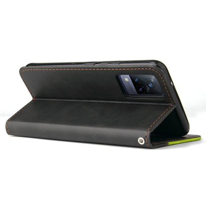 For vivo V21 4G / 5G Business Stitching-Color Horizontal Flip PU Leather Case with Holder & Card Slots & Photo Frame(Green) - vivo Cases by buy2fix | Online Shopping UK | buy2fix