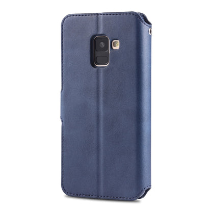 For Galaxy A8 2018 AZNS Calf Texture Magnetic Horizontal Flip PU Leather Case with Holder & Card Slots & Photo Frame(Blue) - Galaxy Phone Cases by AZNS | Online Shopping UK | buy2fix