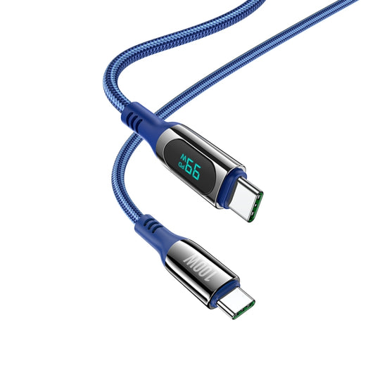 S51 100W Type-C / USB-C to Type-C / USB-C Digital Display Charging Data Cable, Length: 1.2m(Blue) - USB-C & Type-C Cable by hoco | Online Shopping UK | buy2fix