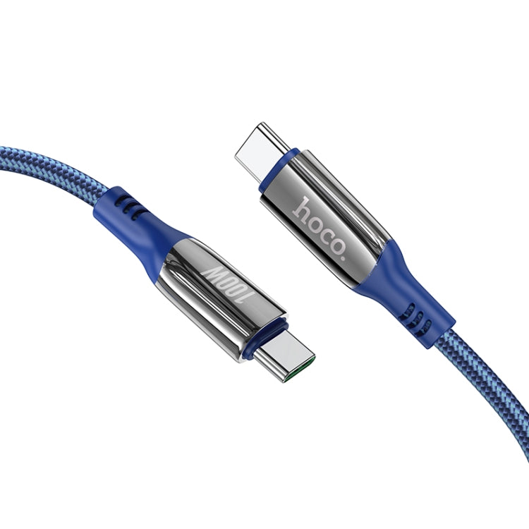 S51 100W Type-C / USB-C to Type-C / USB-C Digital Display Charging Data Cable, Length: 1.2m(Blue) - USB-C & Type-C Cable by hoco | Online Shopping UK | buy2fix