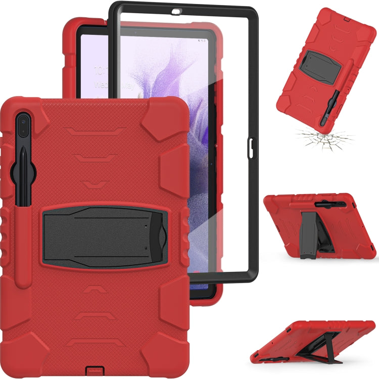 For Samsung Galaxy Tab S7+/ Tab S7 FE / Tab S8+ 3-Layer Protection Screen Frame + PC + Silicone Combination Case with Holder(Red+Black) - Other Galaxy Tab PC by buy2fix | Online Shopping UK | buy2fix