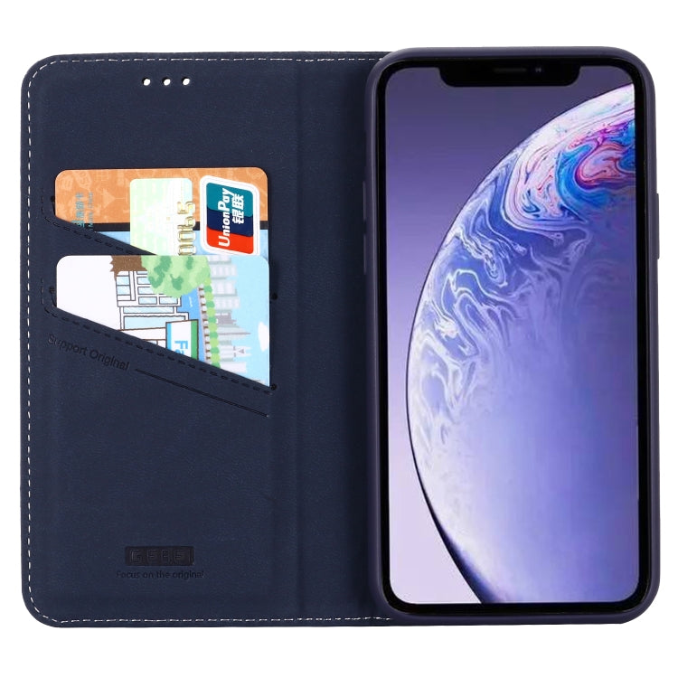 For iPhone 11 Pro GEBEI Top-grain Leather Horizontal Flip Protective Case with Holder & Card Slots(Blue) - iPhone 11 Pro Cases by GEBEI | Online Shopping UK | buy2fix