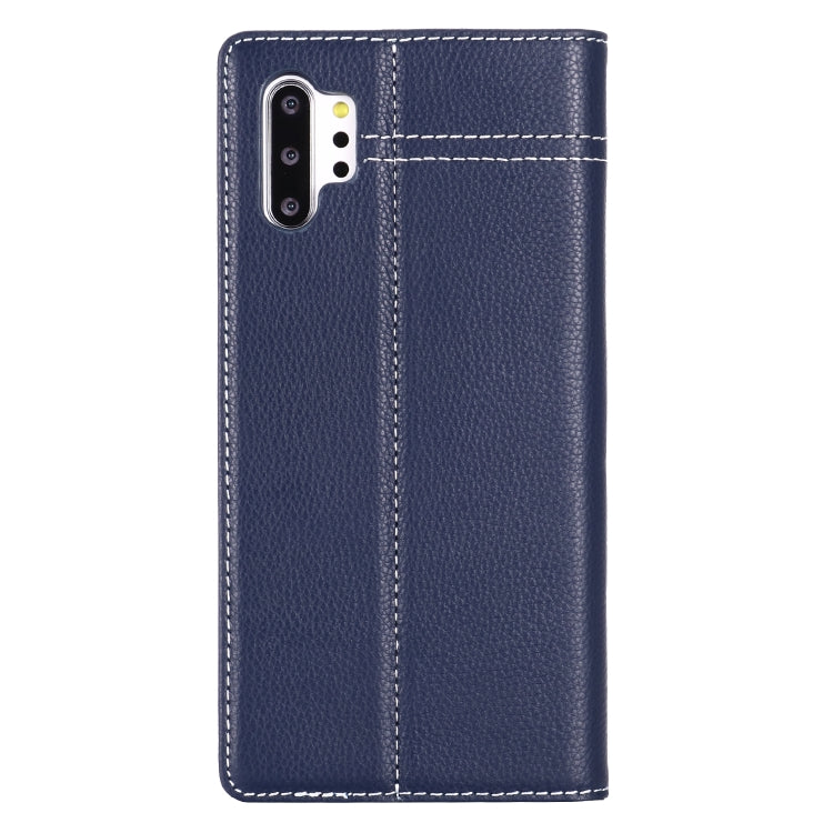 For Galaxy Note 10  GEBEI Top-grain Leather Horizontal Flip Protective Case with Holder & Card Slots(Blue) - Galaxy Phone Cases by GEBEI | Online Shopping UK | buy2fix